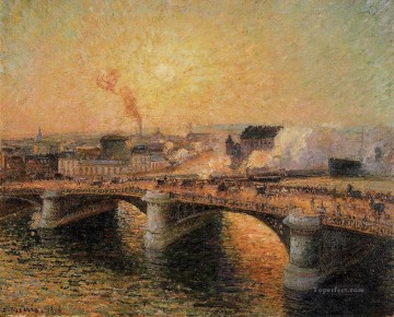 El pont boieldieu Rouen atardecer 1896 Camille Pissarro Pinturas al óleo